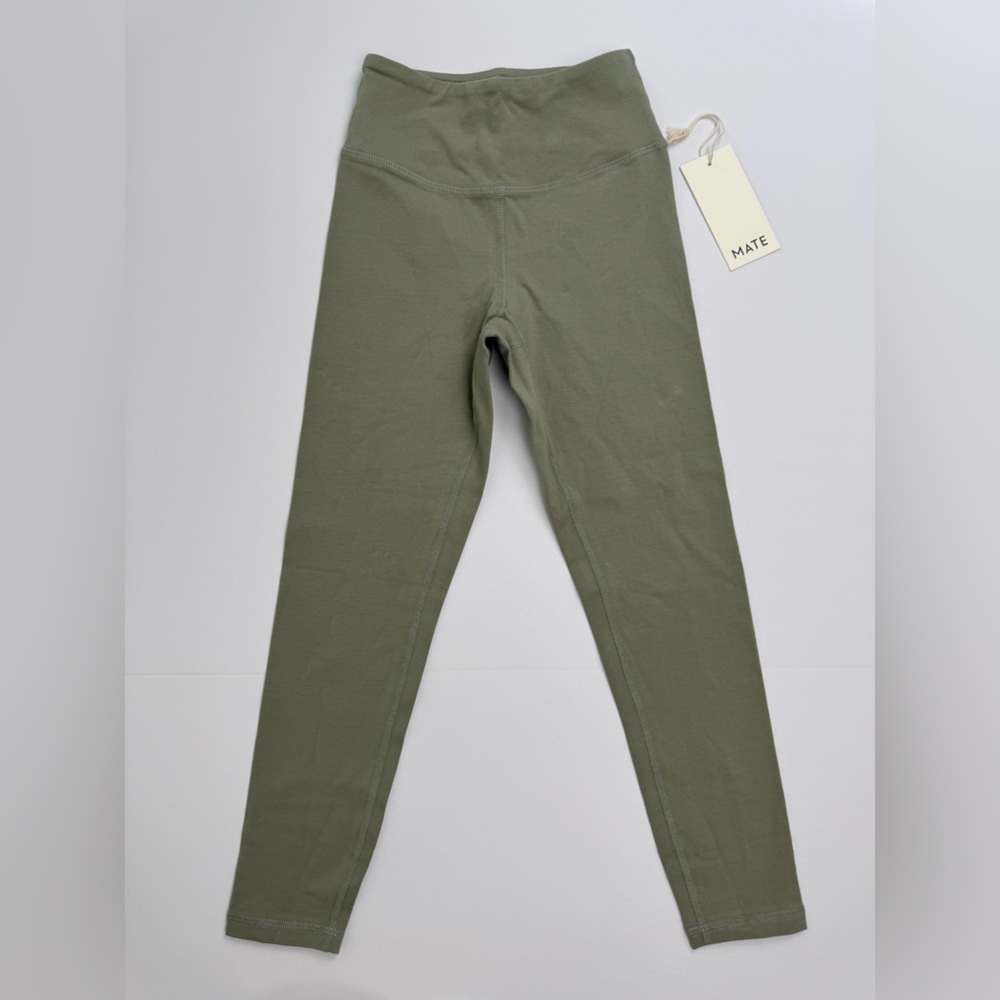 NWT MATE The Label Organic Cotton Stretch Bra Legging Set Size XS Sage Green - Picture 11 of 16